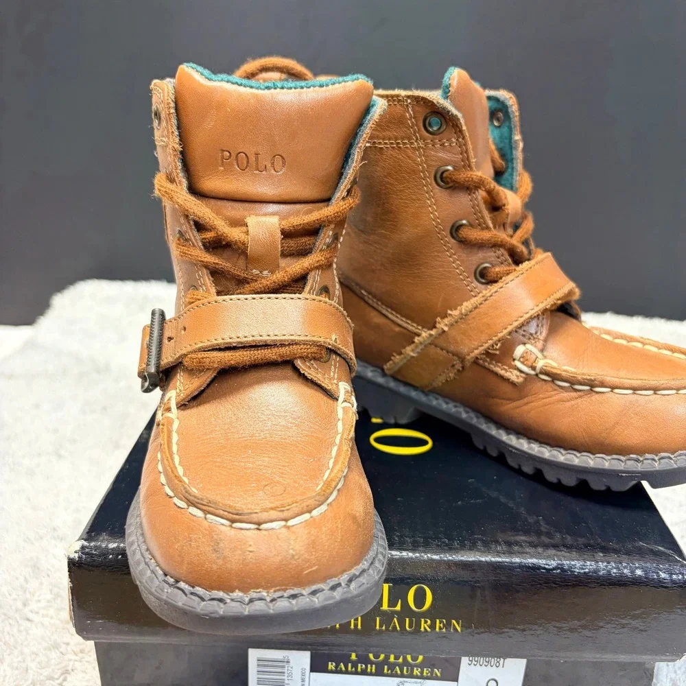 Polo Ralph Lauren Ranger Hi II Tan Leather Toddler Boots Size 9 990908T